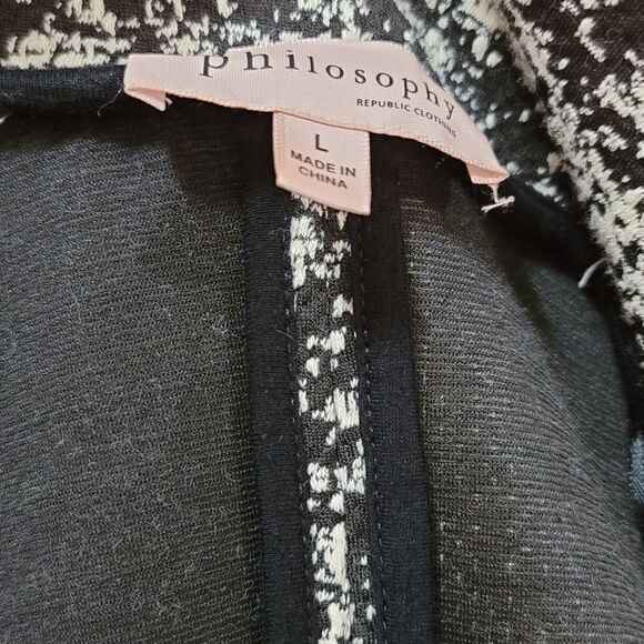 Philosophy black and white jacquard open front topper jacket large - Picture 13 of 14
